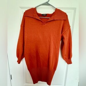 Collared orange sweater dress